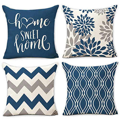Light Blue Hexagram Light Blue Geometric Pillow Covers 20x20 Set of 4,Decorative Couch Pillow Cover for Sofa,Linen Cushion Case for Couch Indoor Outdoor Home Decoration 